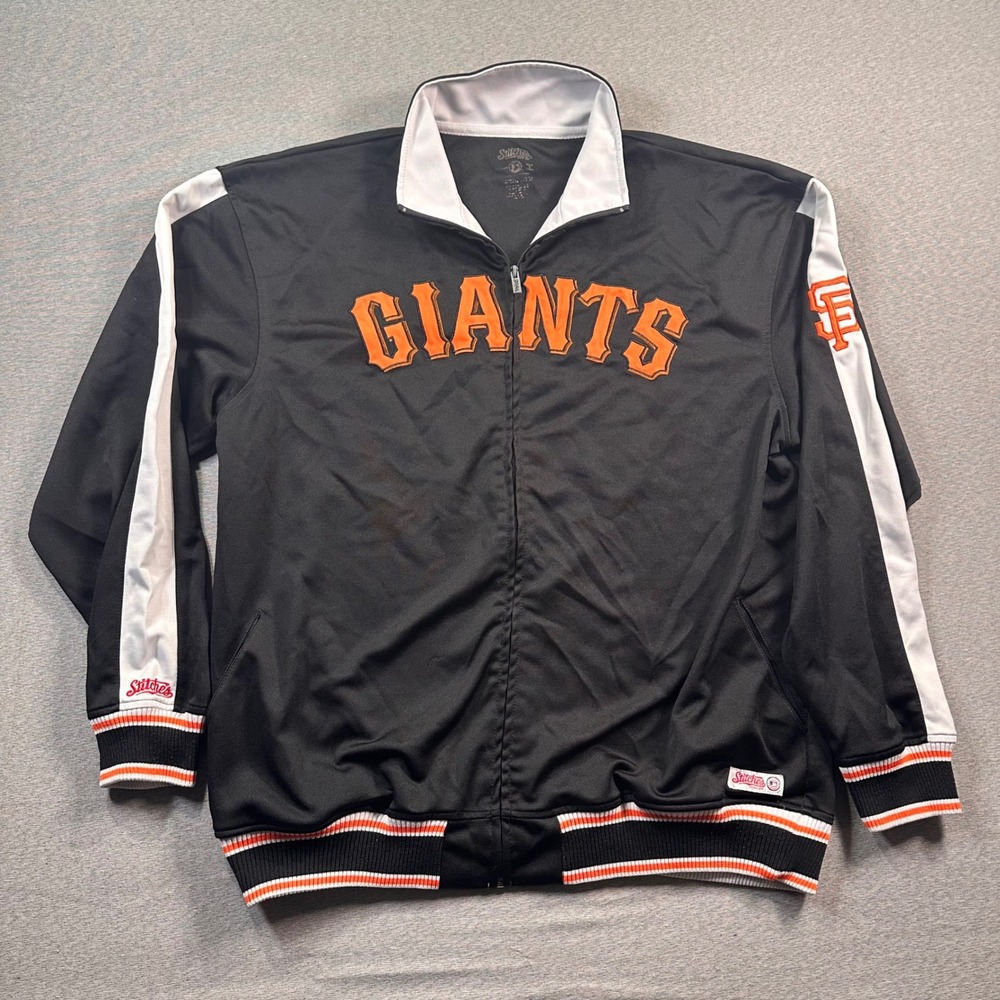 San Francisco Giants Jacket Mens XL Black Orange Baseball Stitches‎ Embroidered